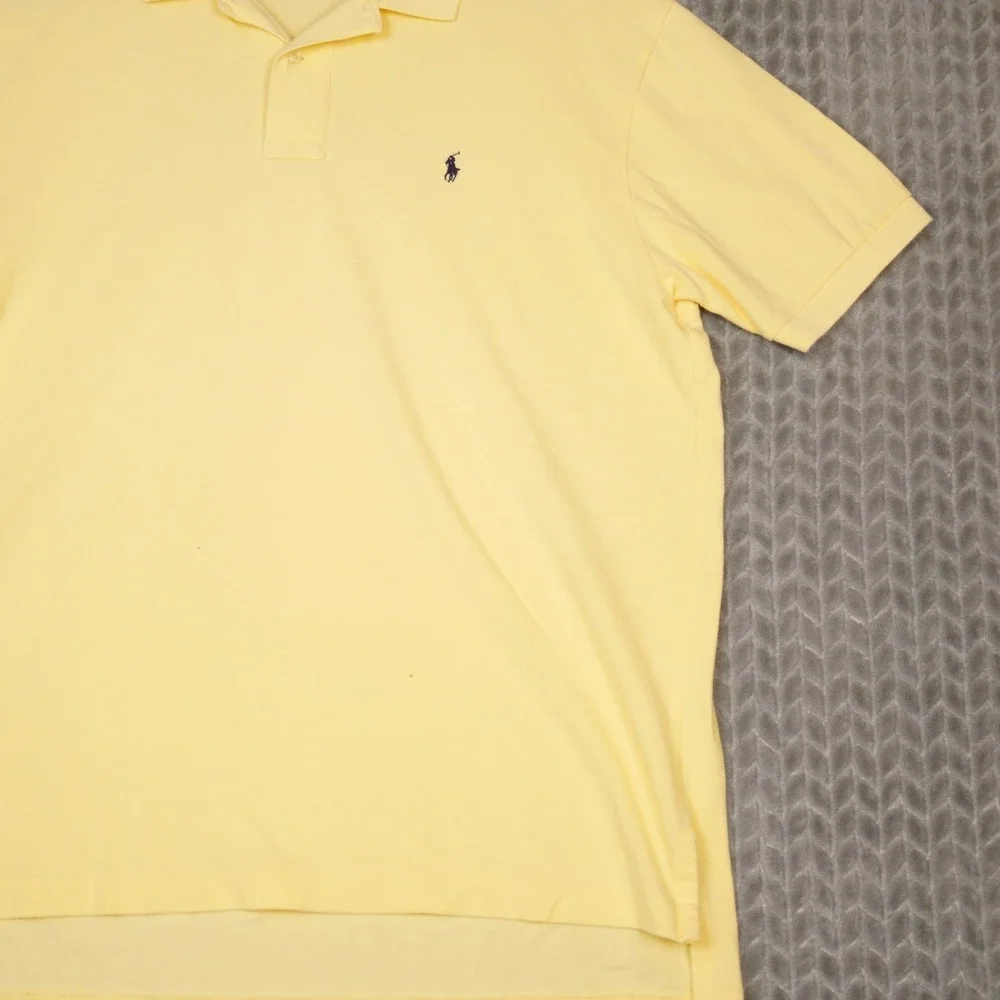 Polo Ralph Lauren Polo Shirt Mens XL Yellow Pique Cotton Classic